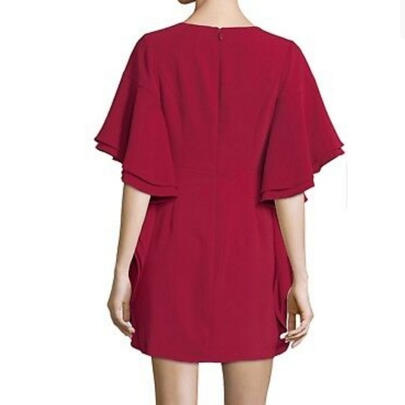 Halston Heritage V-Neck Flounce Sleeve Mini Dress - Picture 7 of 9